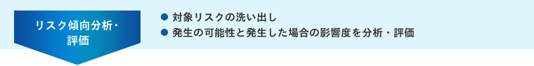 <リスク傾向分析・評価> 対象リスクの洗い出し 発生の可能性と発生した場合の影響度を分析・評価