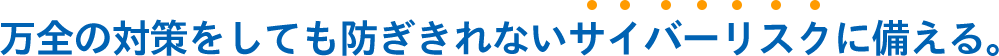 万全の対策をしても防ぎきれないサイバーリスクに備える